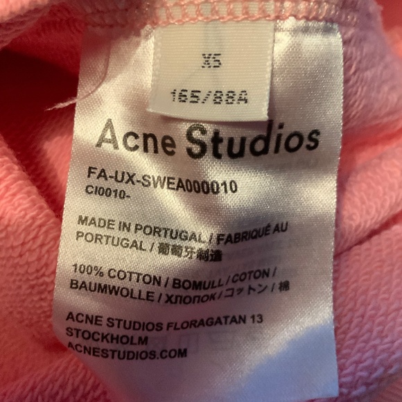 ACNE STUDIOS Forba Face Logo Pink Sweatshirt XS Oversized (Fits M) - Picture 8 of 8